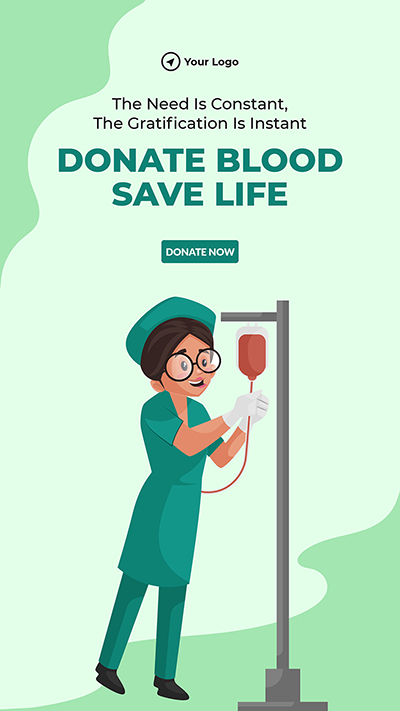Portrait template of donate blood save life