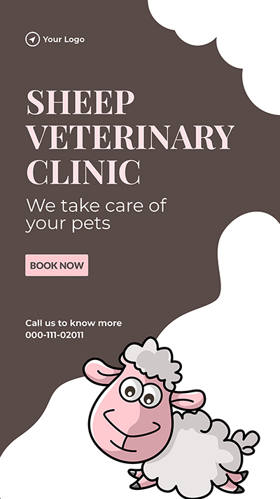 Portrait template of sheep veterinary clinic we take care of pets