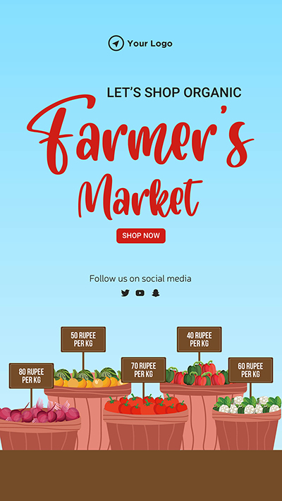 Portrait template of shop organic from farmers market
