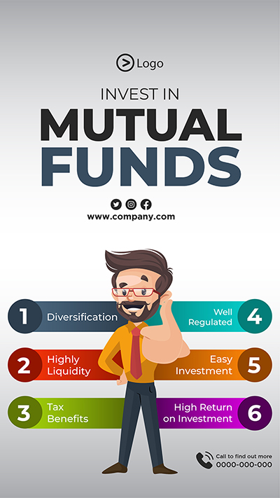 Portrait template with invest in mutual funds