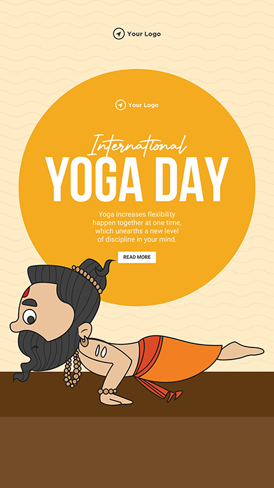 Portrait with international yoga day template