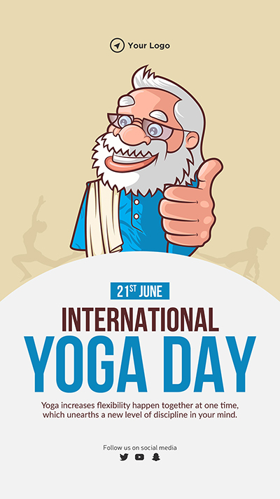 Portrait with the international yoga day template