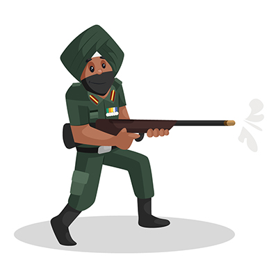 Punjabi soldier is firing with a rifle