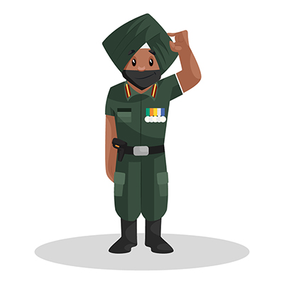 Punjabi soldier is holding his turban