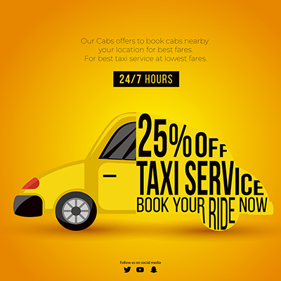 Taxi service book your ride now banner template