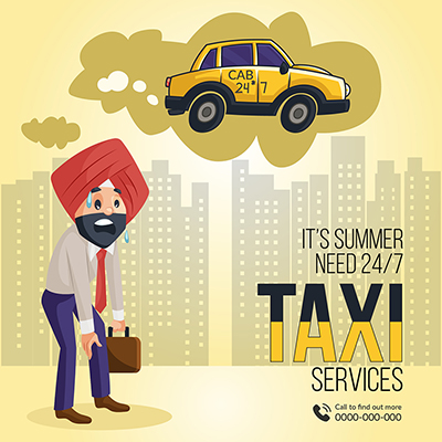 Taxi service in summer banner template