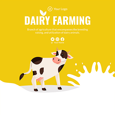 Template banner of dairy farming