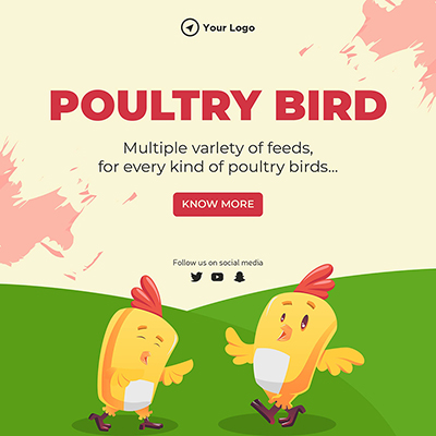 Template banner of poultry bird multiple variety of feeds