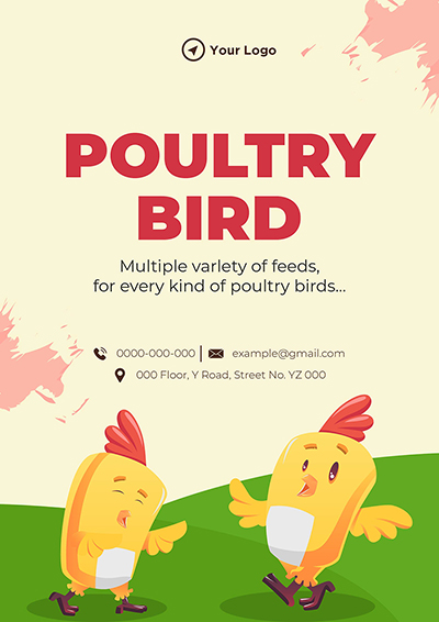 Template flyer of poultry bird multiple variety of feeds