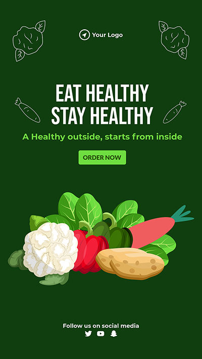 Template portrait of eat healthy stay healthy