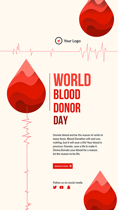 World blood donor day template portrait design