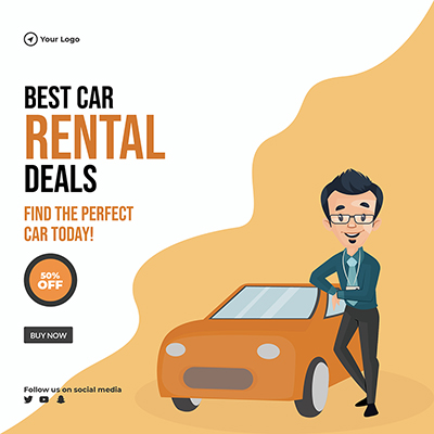 Banner template of best car rental deals