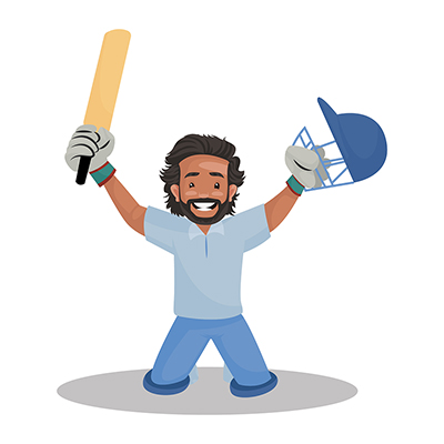 Cricketer is very happy after winning a cricket match