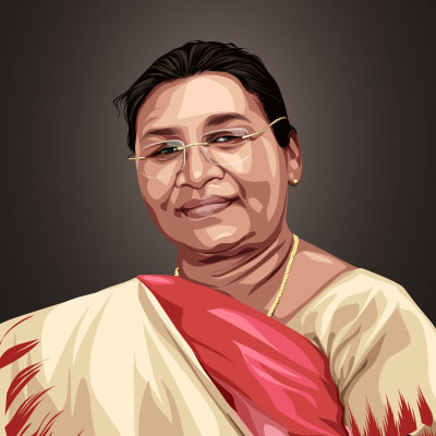 Droupadi Murmu President of India Vector Illustration