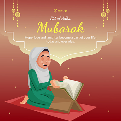 Eid al adha mubarak on banner template