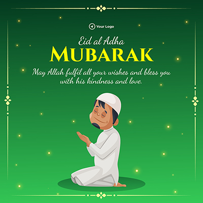 Eid al adha mubarak with a banner template