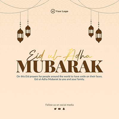 Eid ul adha mubarak with template banner