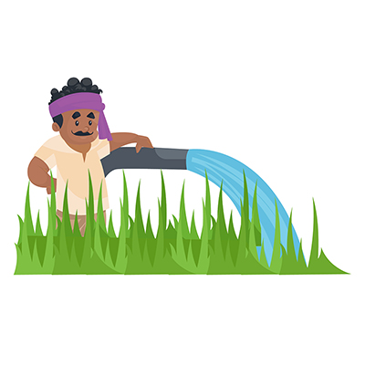 Farmer man is standing in the farm with water tubewell