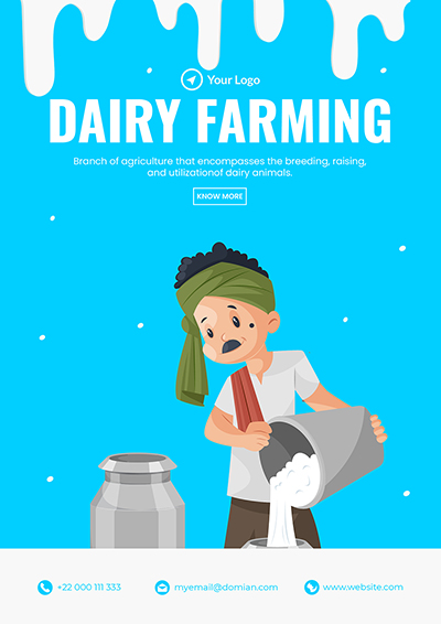 Flat flyer template of dairy farming