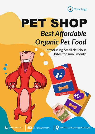 Flyer template of pet shop best affordable organic pet food
