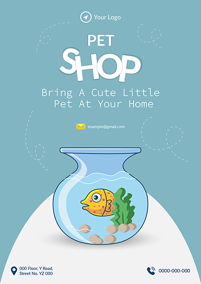 Flyer template of pet shop bring cute little pet at home