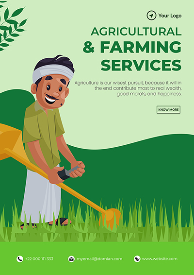 Flyer template with the agricultural and farming services