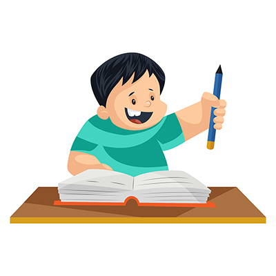 Indian boy is doing his home work
