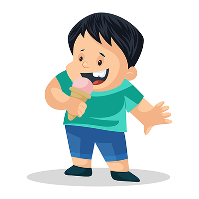 Indian boy is holding ice cream in hand