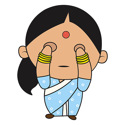 Lady politician is covering her eyes with hands