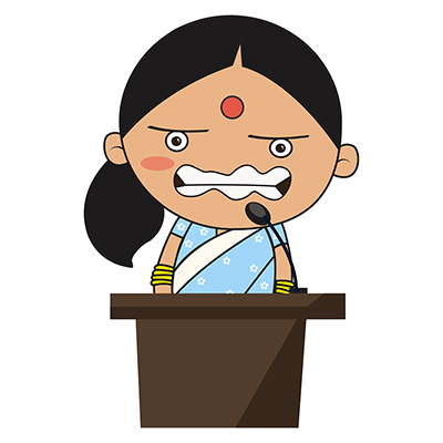 Lady politician is getting angry on the stage