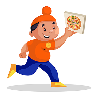 Punjabi boy is running fast for pizza delivery Punjabi boy is running fast for pizza delivery