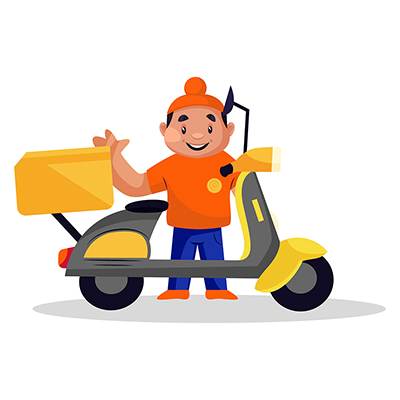 Punjabi delivery boy is standing with scooter