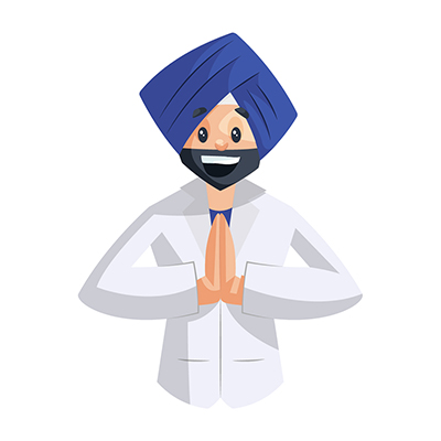 Punjabi doctor is standing with greet hands