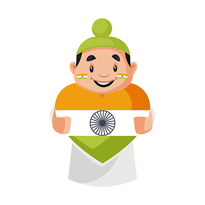 Sardar boy is holding a heart shape flag in hand