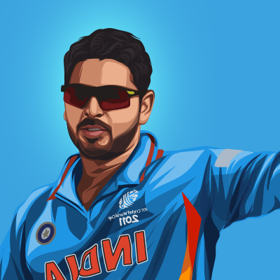 Yuvraj Singh Indian International Cricketer Vector Portrait Illustration