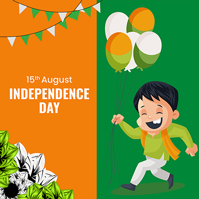 Banner of independence day on the flat template