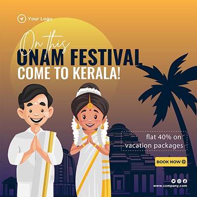 Banner template of this onam festival come to kerala