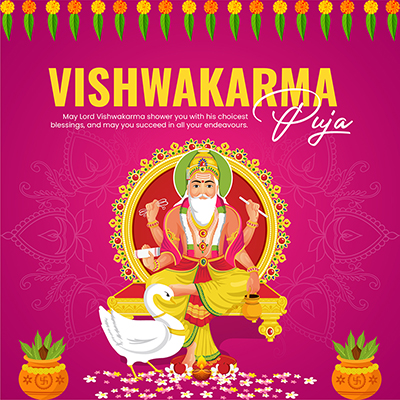 Banner template with vishwakarma puja
