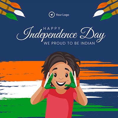 Flat template banner of a happy independence day