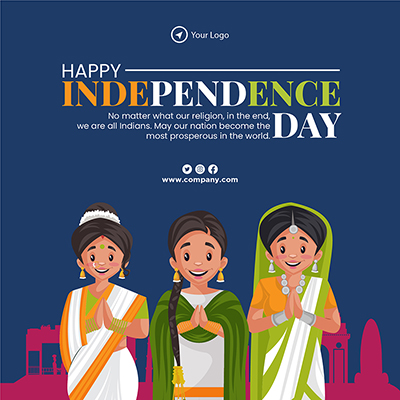 Flat template banner of happy independence day