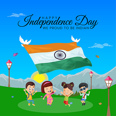 Flat template banner with happy independence day