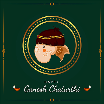 Happy ganesh chaturthi on a banner template