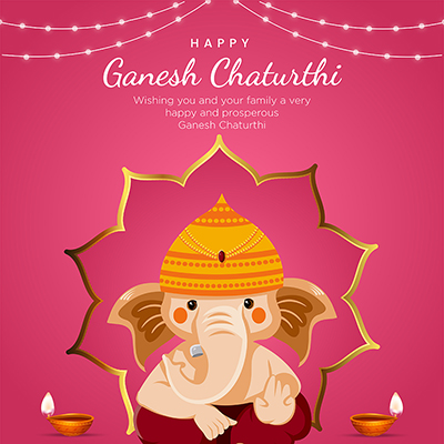 Happy ganesh chaturthi on banner template