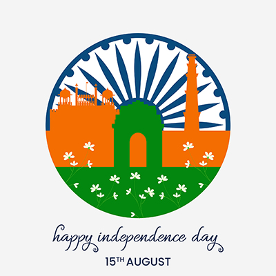 Happy independence day on the flat banner template
