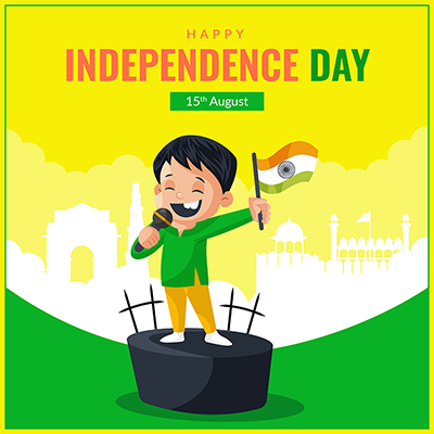 Happy independence day with a flat banner template