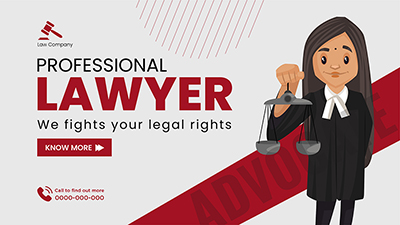 Landscape template of professional lawyer fight for legal rights