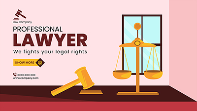 Landscape template with professional lawyer fight for legal rights