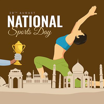 National sports day on template banner