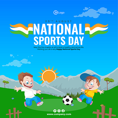 National sports day with a template banner National sports day with a template banner