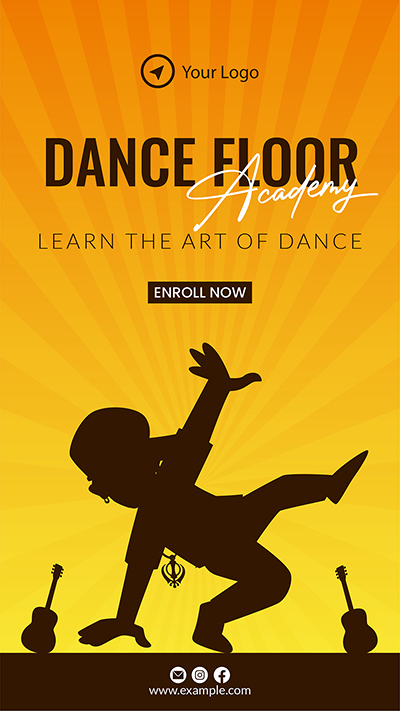 Portrait template of dance floor academy learn art
